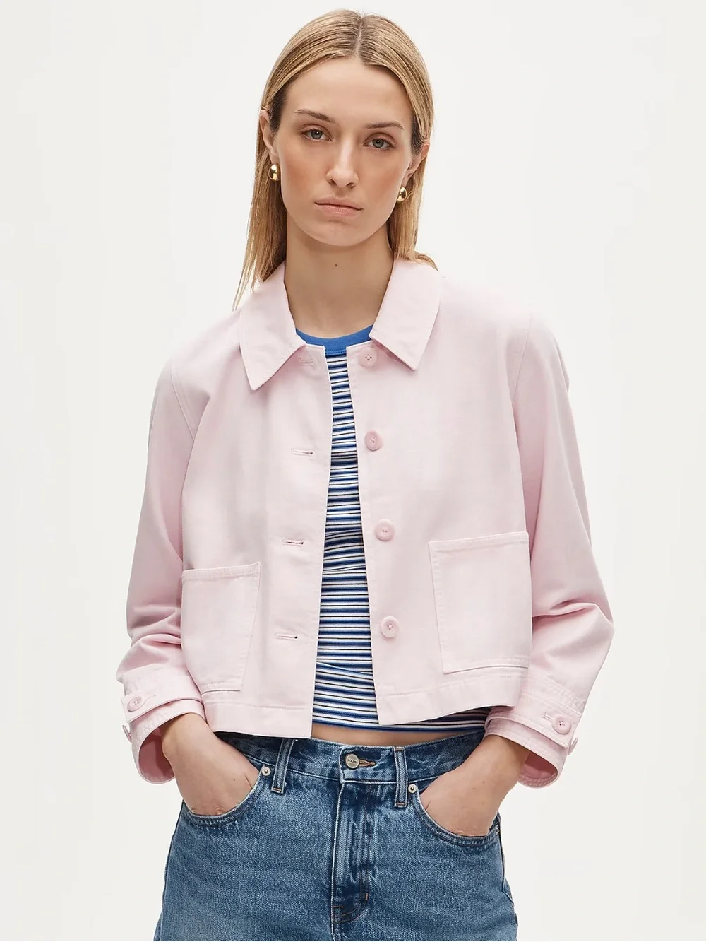 J. Crew Light Pink Cropped Barn Jacket